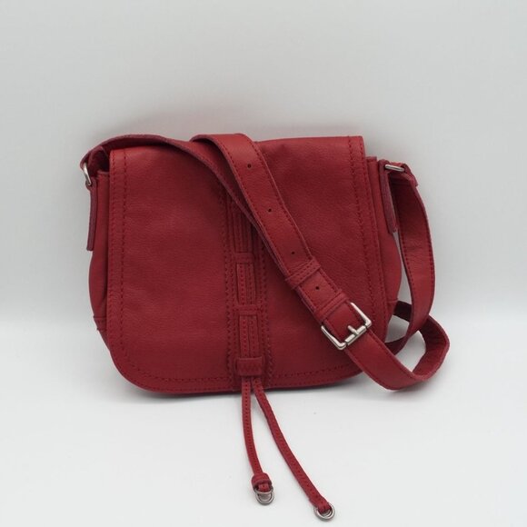 Liebeskind Berlin Red Pebbled Leather Crossbody Saddle Bag - Picture 1 of 15